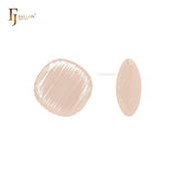 Oval rounded cookie shape 14K Gold, Rose Gold, White Gold Stud Earrings