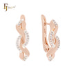 Embraced twisted ribbons of white CZs Rose Gold two tone Clip-On Earrings