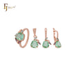 Cluster fruitful leaves colorful CZs Apple green Rose Gold Jewelry Set with Rings and Pendant