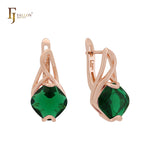 Elegant cushion cut solitaire CZ Rose Gold Clip-On Earrings