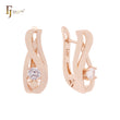 Twisted Ribbon on a white CZ Rose Gold Clip-On Earrings