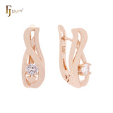 Twisted Ribbon on a white CZ Rose Gold Clip-On Earrings