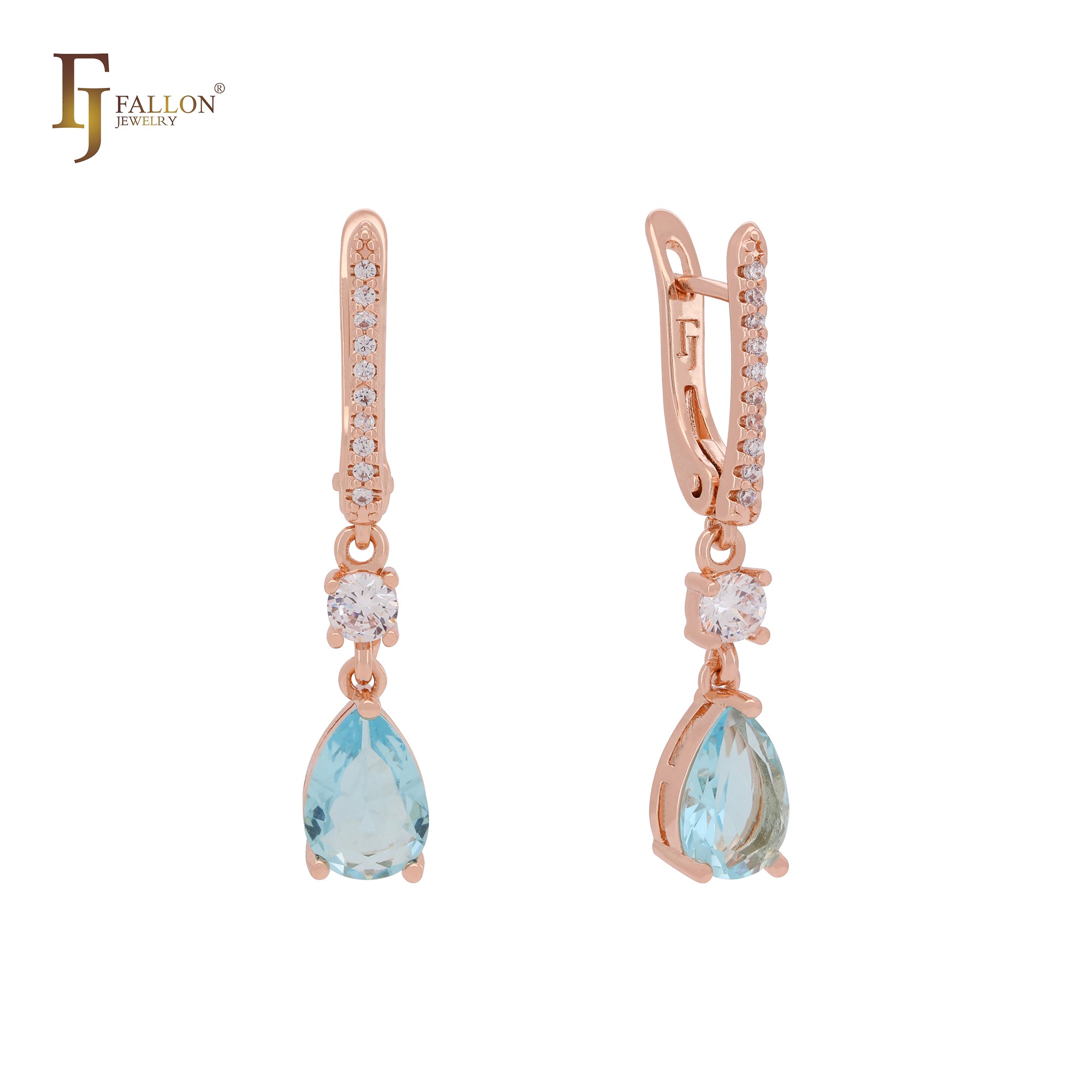 Elegant solitaire drop CZs Rose Gold Clip-On Earrings