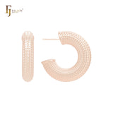 Popcorn shaped rounded tube C Hoop 14K Gold, Rose Gold, White Gold Stud Earrings