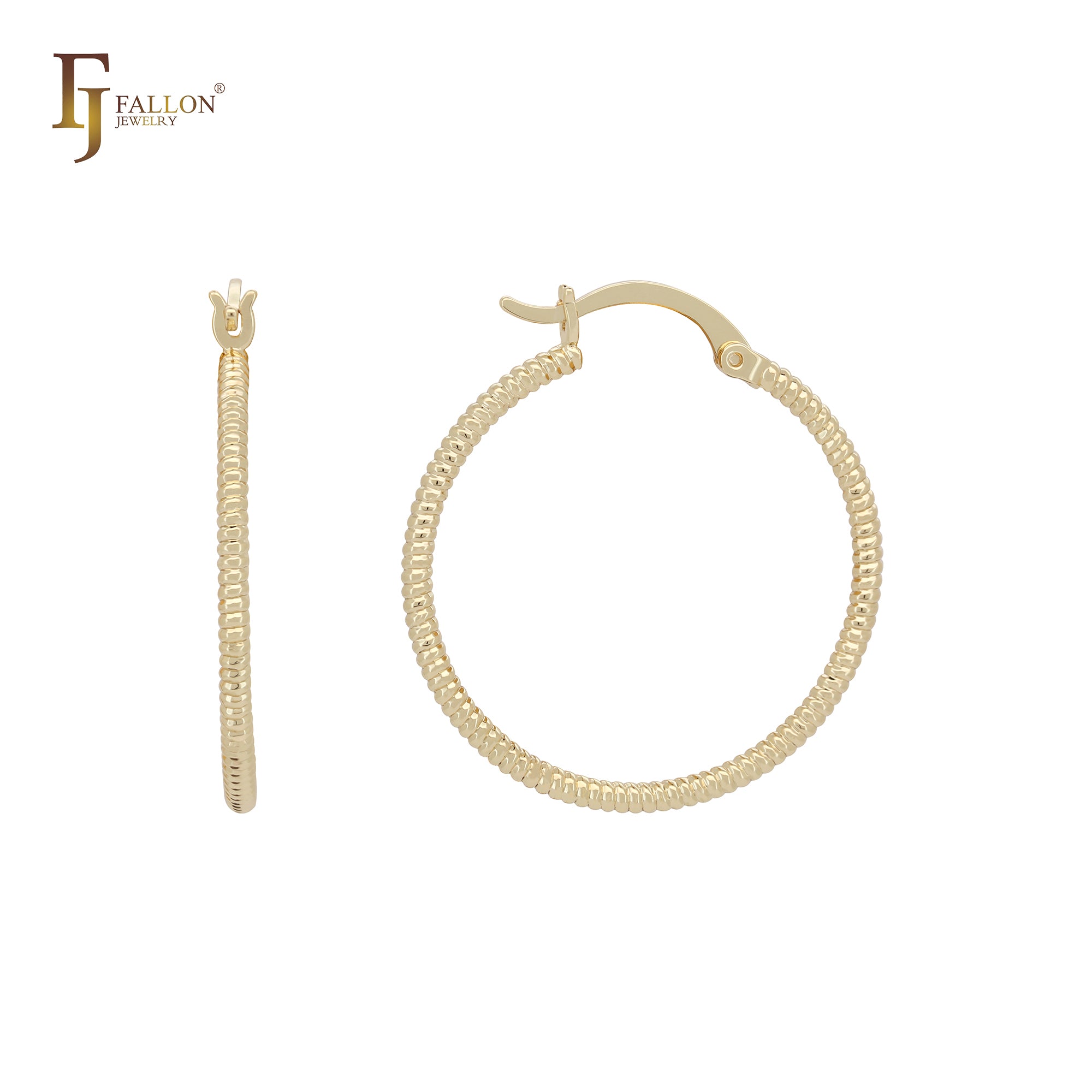 Snake bone textured minimalism elegant 14K Gold Hoop Earrings