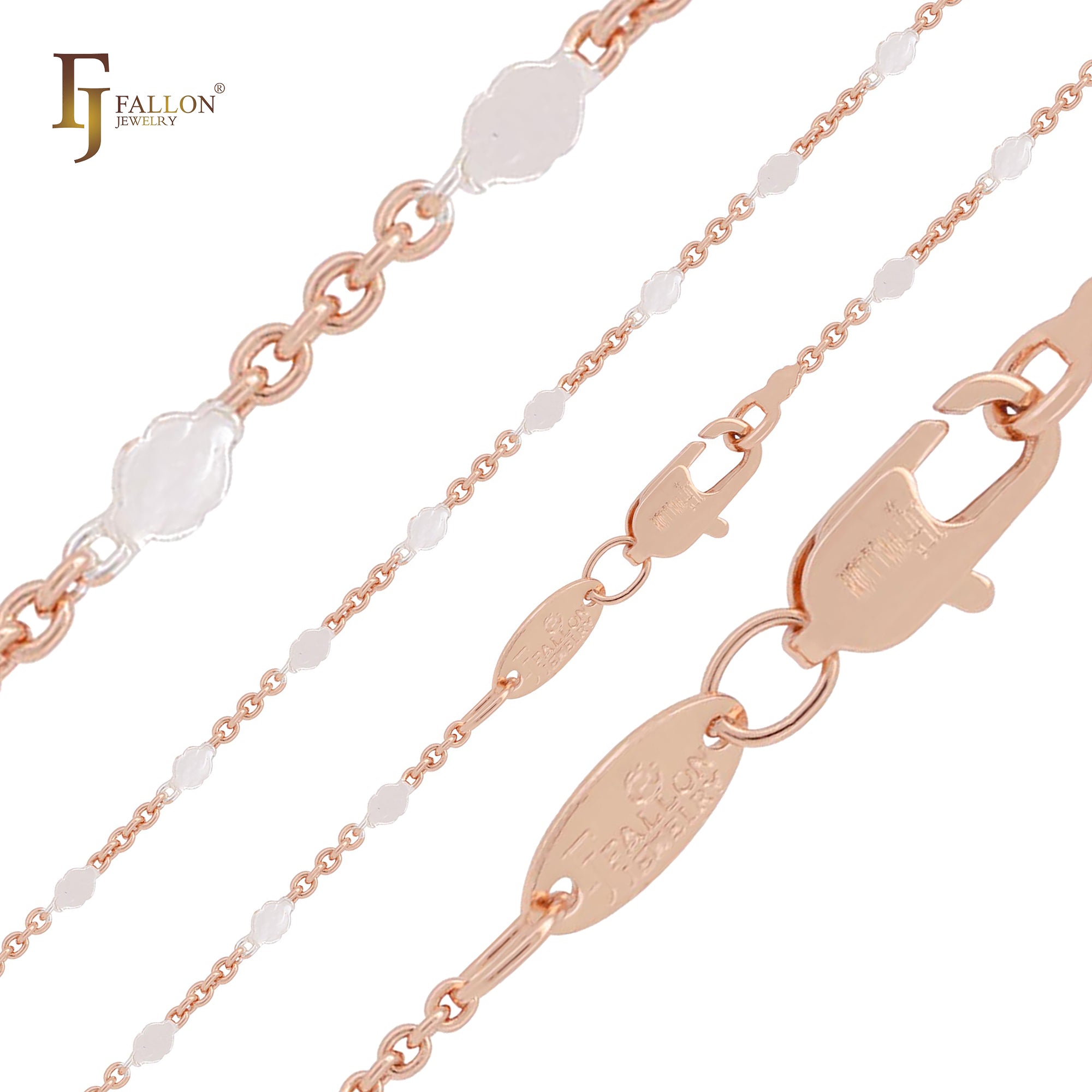 Cable mixed flower Figaro fancy link Rose Gold two tone Chains