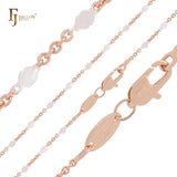 Cable mixed flower Figaro fancy link Rose Gold two tone Chains