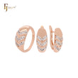 Chevron triple arrows of white CZs Rose Gold two tone Jewelry Set with Rings