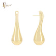 Long tall twisted drop 14K Gold, Rose Gold, White Gold Stud Earrings