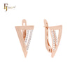 Geometric triangular white CZs Rose Gold two tone Clip-On Earrings