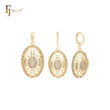 Oval filigree of white CZs 14K Gold Jewelry Set with Pendant