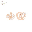 Tiny white CZs Rose Gold Huggie Earrings