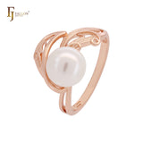 Flying leaves of filigree of pearl Rose Gold Fashion Rings