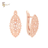 Oval flower luxurious filigree 14K Gold, Rose Gold Clip-On Earrings