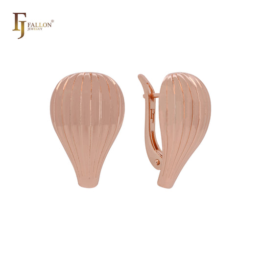 Tall shell shape Rose Gold Clip-On Earrings