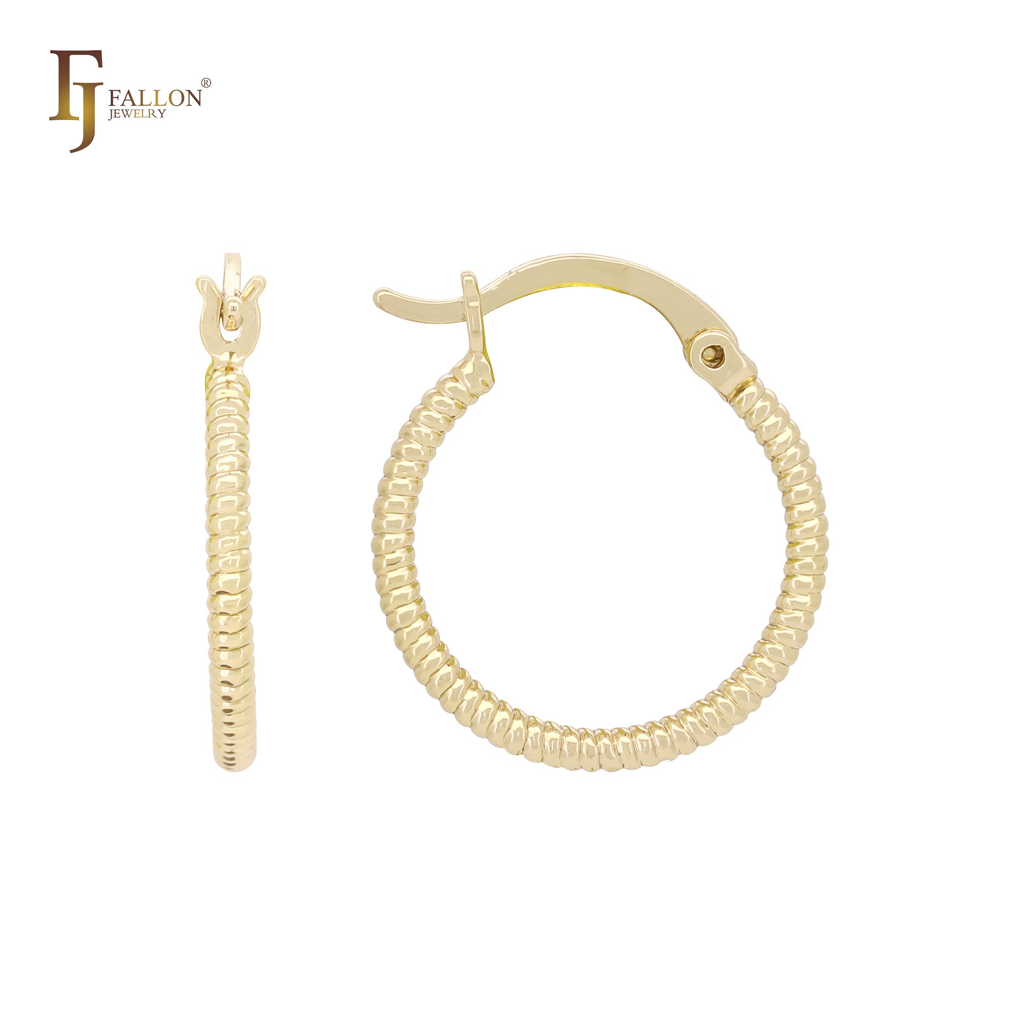 Snake Rope textured 14K Gold, Rose Gold Hoop Earrings