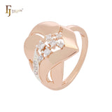 Overlapping rose petals Rose Gold two tone Fashion Rings