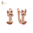 Cuty fox with red and black czs Rose Gold Clip-On Earrings