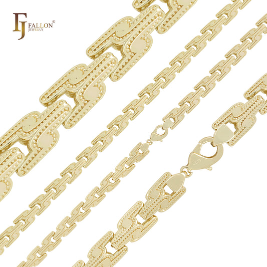 Dragon's Head dotted lock fancy link 14K Gold Bracelets