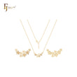 Fancy five petals of snowflakes and white CZs 14K Gold Necklace