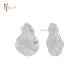 Double lotus leaves shaped 14K Gold, Rose Gold, White Gold Stud Earrings