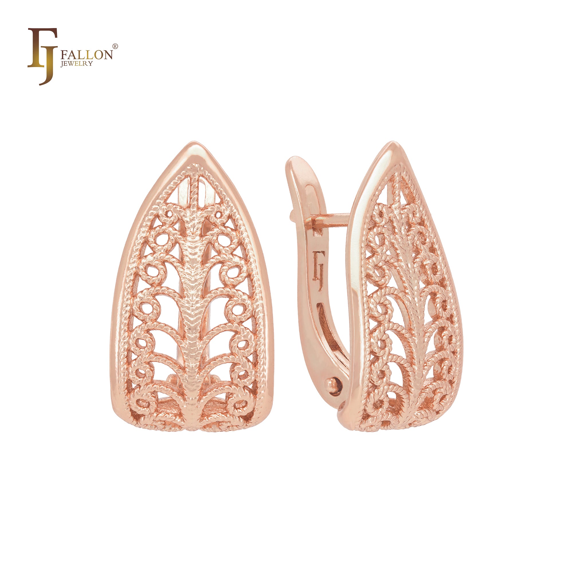 Leaves of filigree Rose Gold Clip-On Earrings