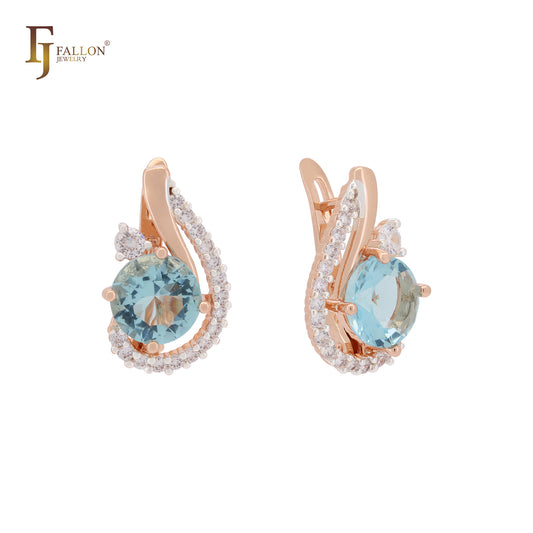 Luxurious ribbon cluster white CZs big CZ Rose Gold two tone Clip-On Earrings