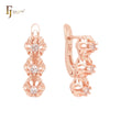 Triple clawed white CZs Rose Gold Clip-On Earrings