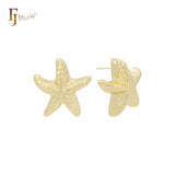 Irregular textured starfish shaped 14K Gold, Rose Gold, White Gold Stud Earrings