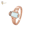 Triangular cushion cut lake blue CZ drop Rose Gold Engagement Rings