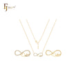 Infinity heart with love arrow of paved white CZs 14K Gold Necklace