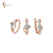 Twisted bonds cluster white czs Rose Gold two tone Jewelry Set with Rings