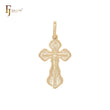 Orthodox budded 14K Gold Crucifix Cross Pendant