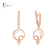 Circular snake of white CZs Rose Gold two tone Clip-On Earrings