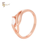 Marquise flames with white CZ Rose Gold Fashion Rings