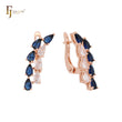 Double row mixed white Blue CZs Cluster Clip-On Earrings