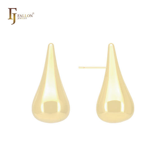 Pendulum Teardrop shaped  14K Gold, Rose Gold, White Gold Stud Earrings