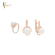 Elegant leaves and pearl Rose Gold Jewelry Set with Rings