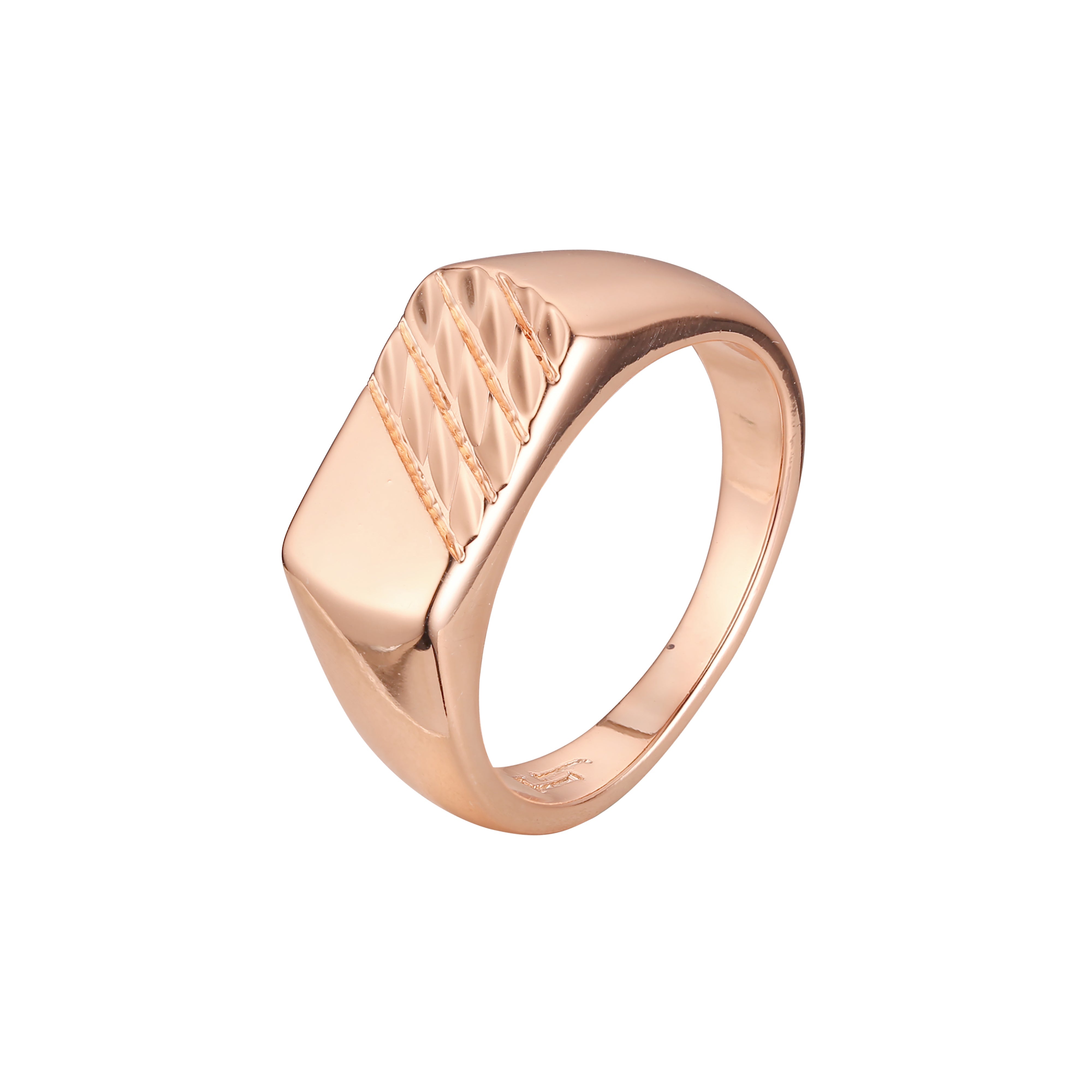 Anéis de sinete masculinos em ouro 14K, cores banhadas a ouro rosa