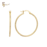 Twisted tiny rope textured minimalism elegant 14K Gold, Rose Gold Hoop Earrings