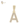 Alphabetic Letter Sign of cluster white CZs 14K Gold Pendant