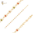 Orange red and olive mixed colored czs cluster 14K Gold Bracelets