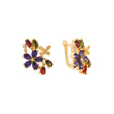 Aretes de racimo de flores en Oro de 14K, baño de Oro Rosa colores