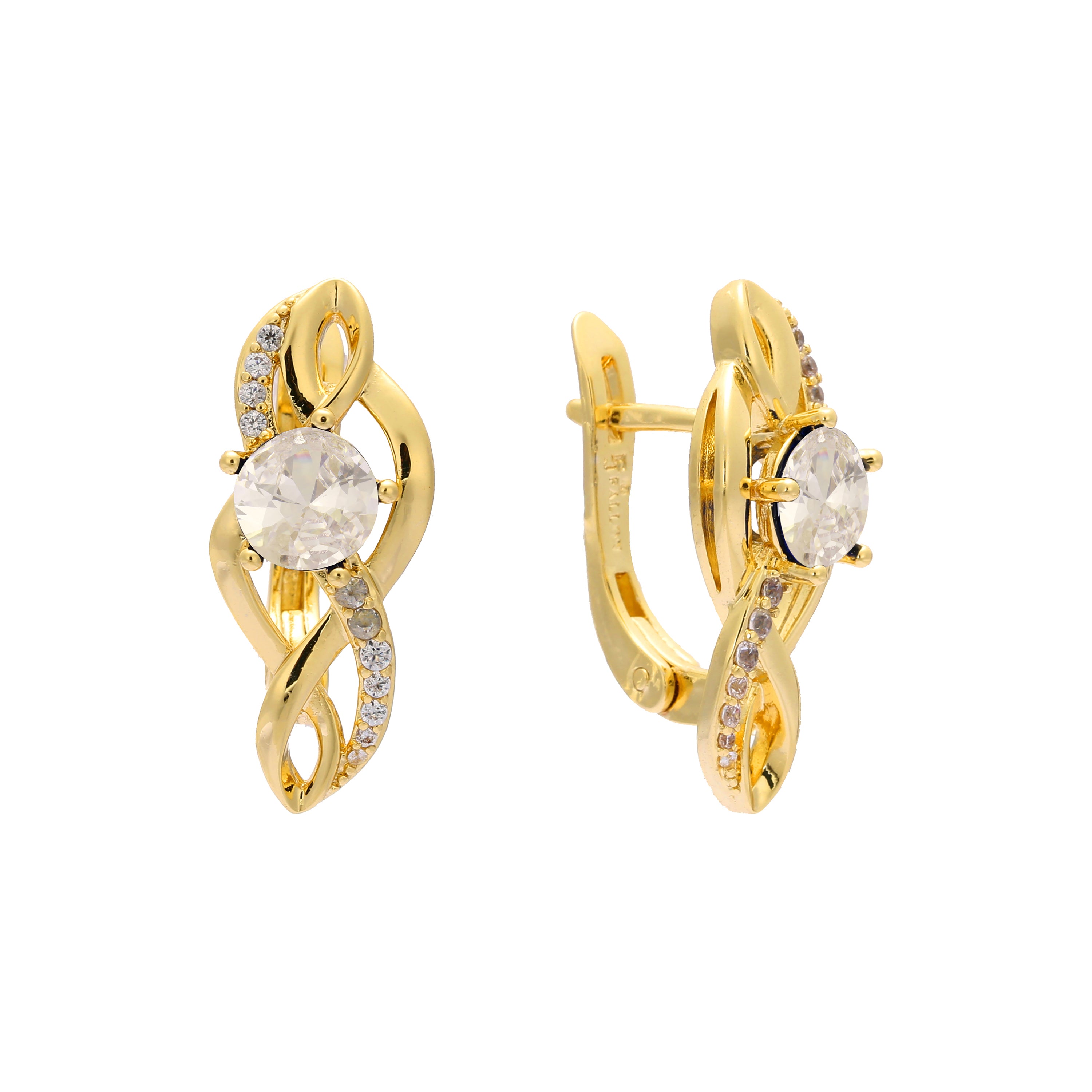 Aretes solitarios de oro de 14k