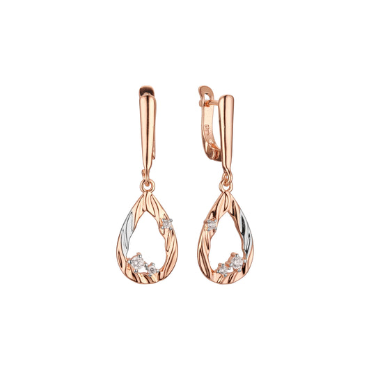 Earrings in Rose Gold, two tone plating colors