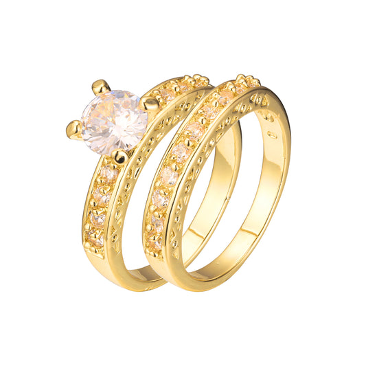 Solitario y anillos apilables en racimo en colores Oro 18K, Oro Blanco, Baño Oro 14K