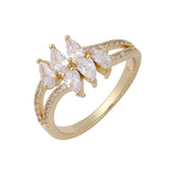 Cluster Six teardrop white cz paved 14K Gold, Rose Gold fashion rings