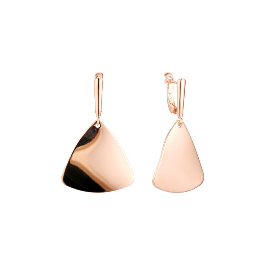 Aretes pequeños pétalos de rosa en Oro de 14K, baño de Oro Rosa colores