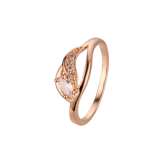 Solitario de oro rosa Marquesa anillos adoquines