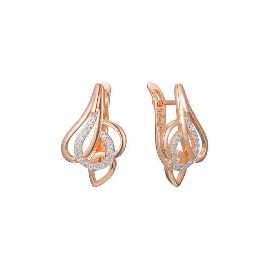 Aretes en Oro 14K, Oro Rosa, baño en dos tonos